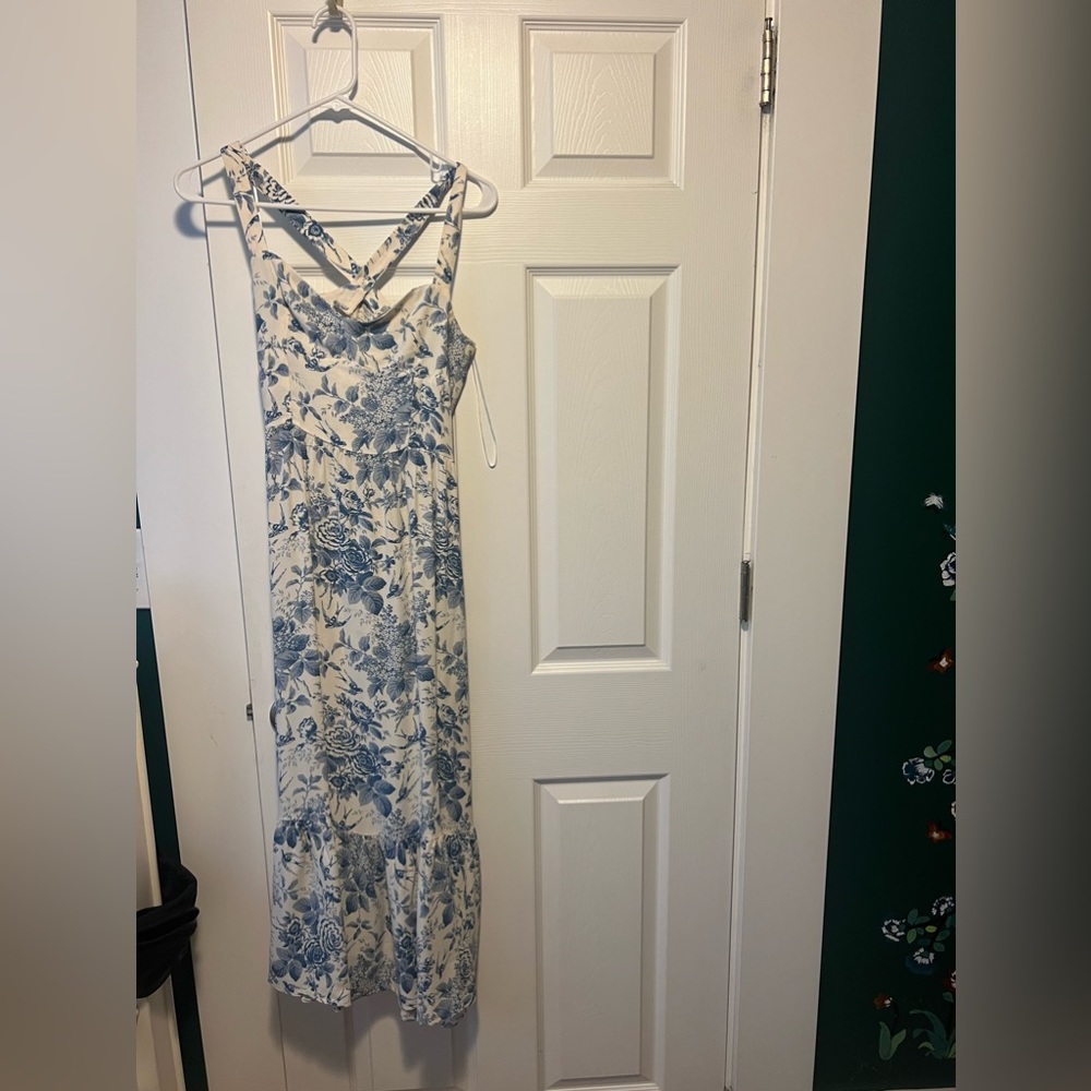 The Reformation Blue Floral Midi Dress Size 4